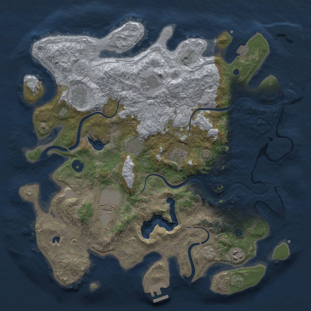 Rust Map: Procedural Map, Size: 4000, Seed: 827725, 12 Monuments