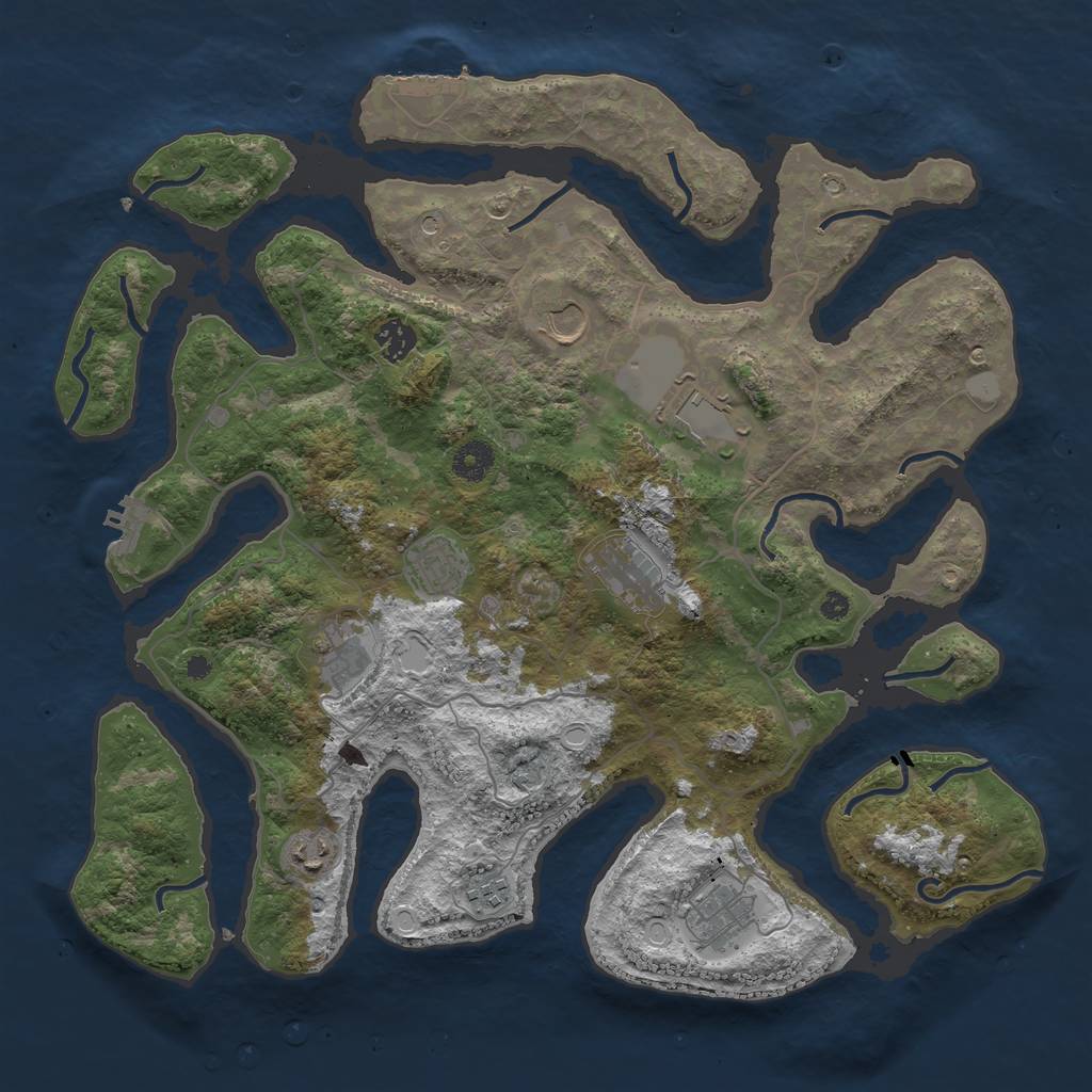 Rust Map: Procedural Map, Size: 4000, Seed: 654846, 17 Monuments