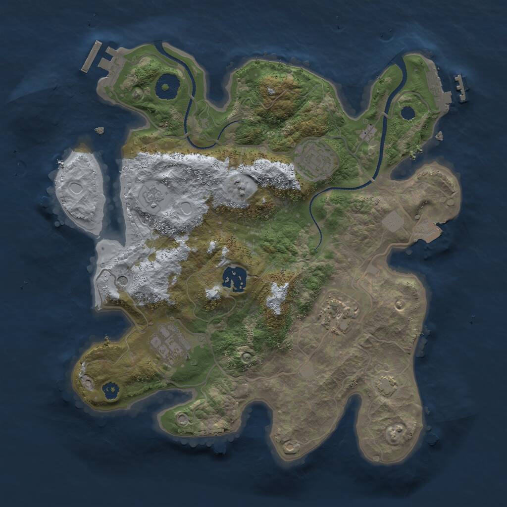 Rust Map: Procedural Map, Size: 3000, Seed: 277414, 10 Monuments