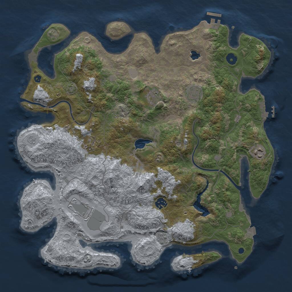 Rust Map: Procedural Map, Size: 4000, Seed: 593246, 13 Monuments