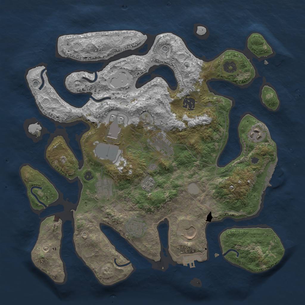 Rust Map: Procedural Map, Size: 3550, Seed: 18439, 16 Monuments