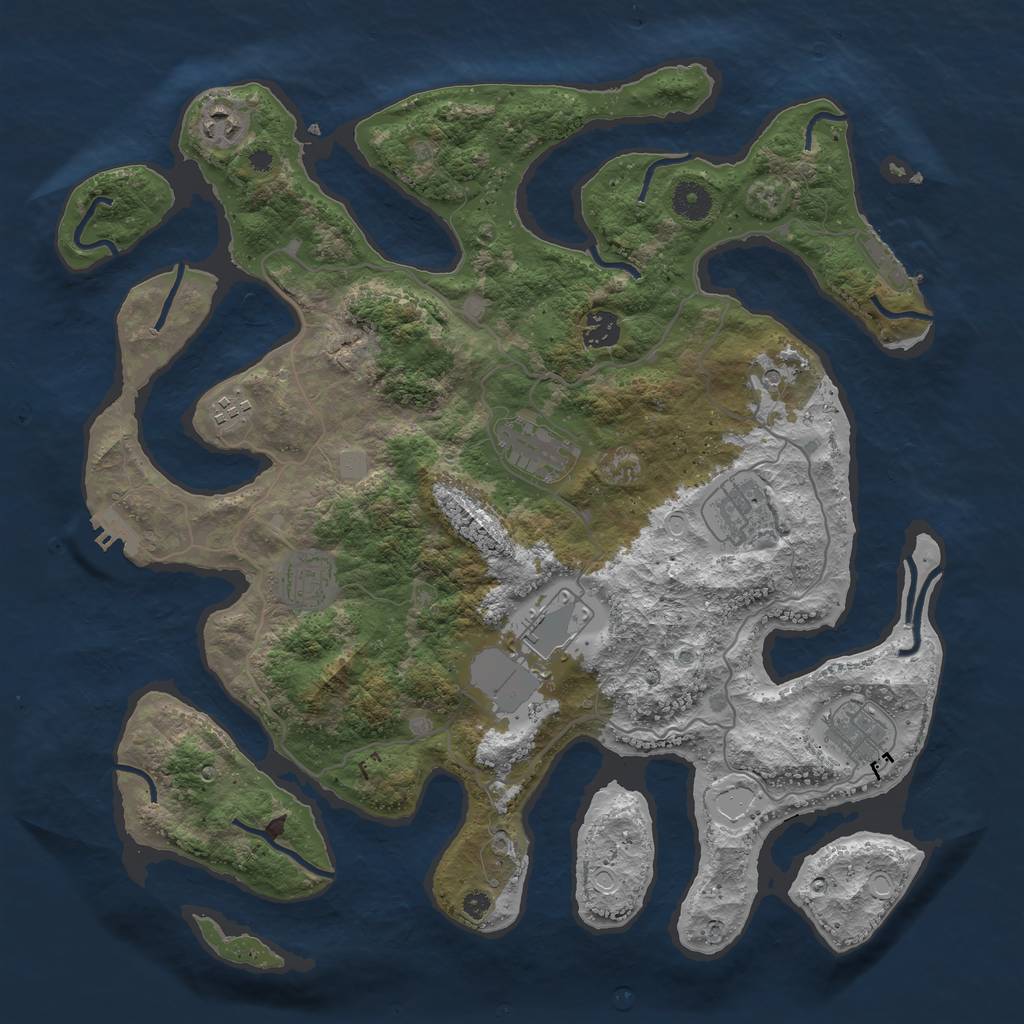 Rust Map: Procedural Map, Size: 4000, Seed: 373883, 16 Monuments