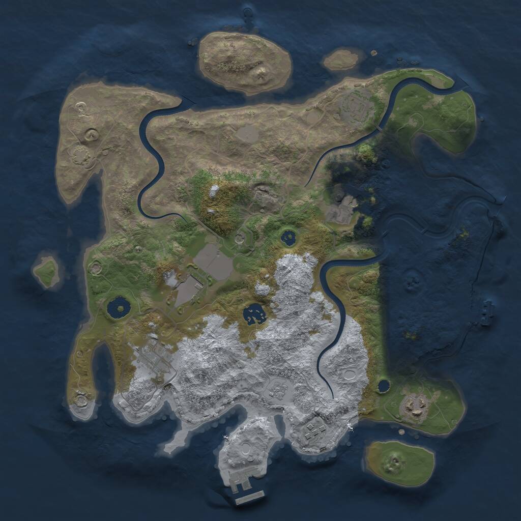 Rust Map: Procedural Map, Size: 3550, Seed: 855636, 13 Monuments