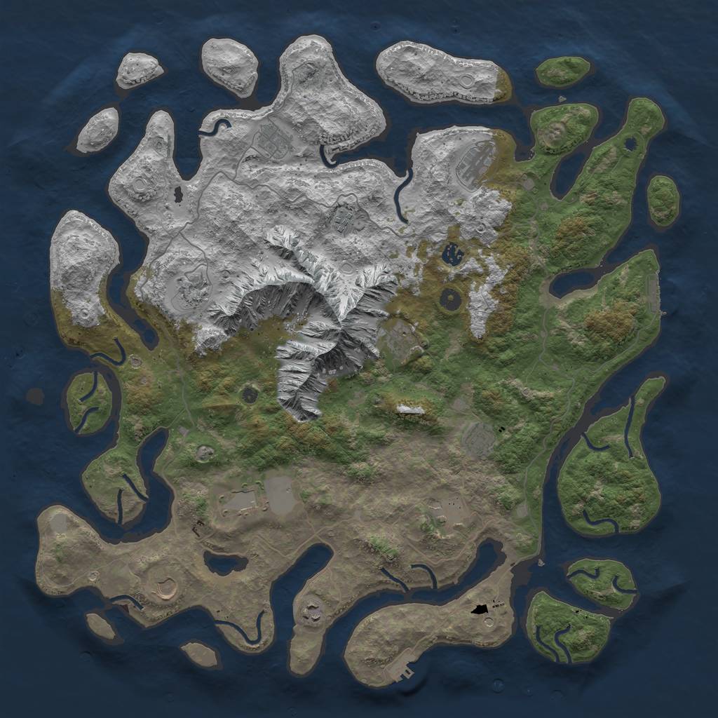 Rust Map: Procedural Map, Size: 5000, Seed: 738139, 19 Monuments