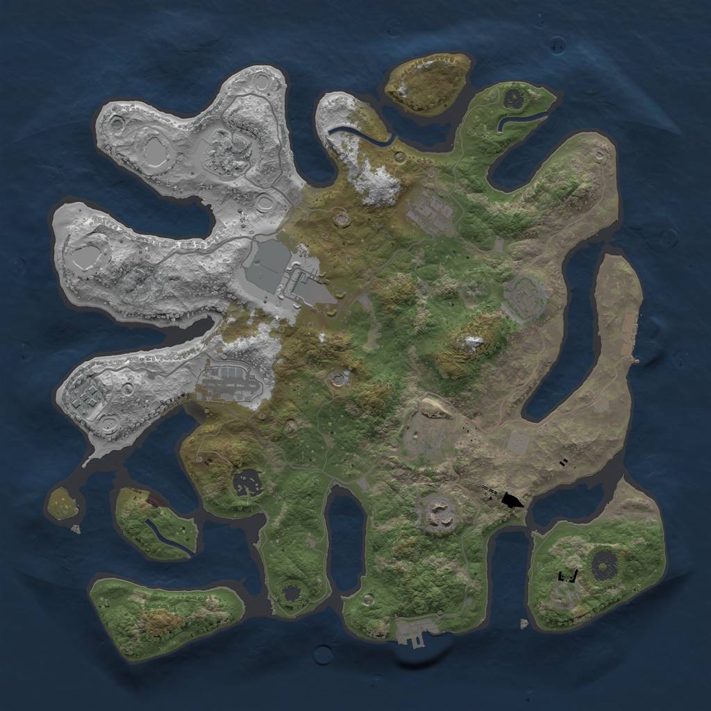 Rust Map: Procedural Map, Size: 3700, Seed: 134743799, 17 Monuments