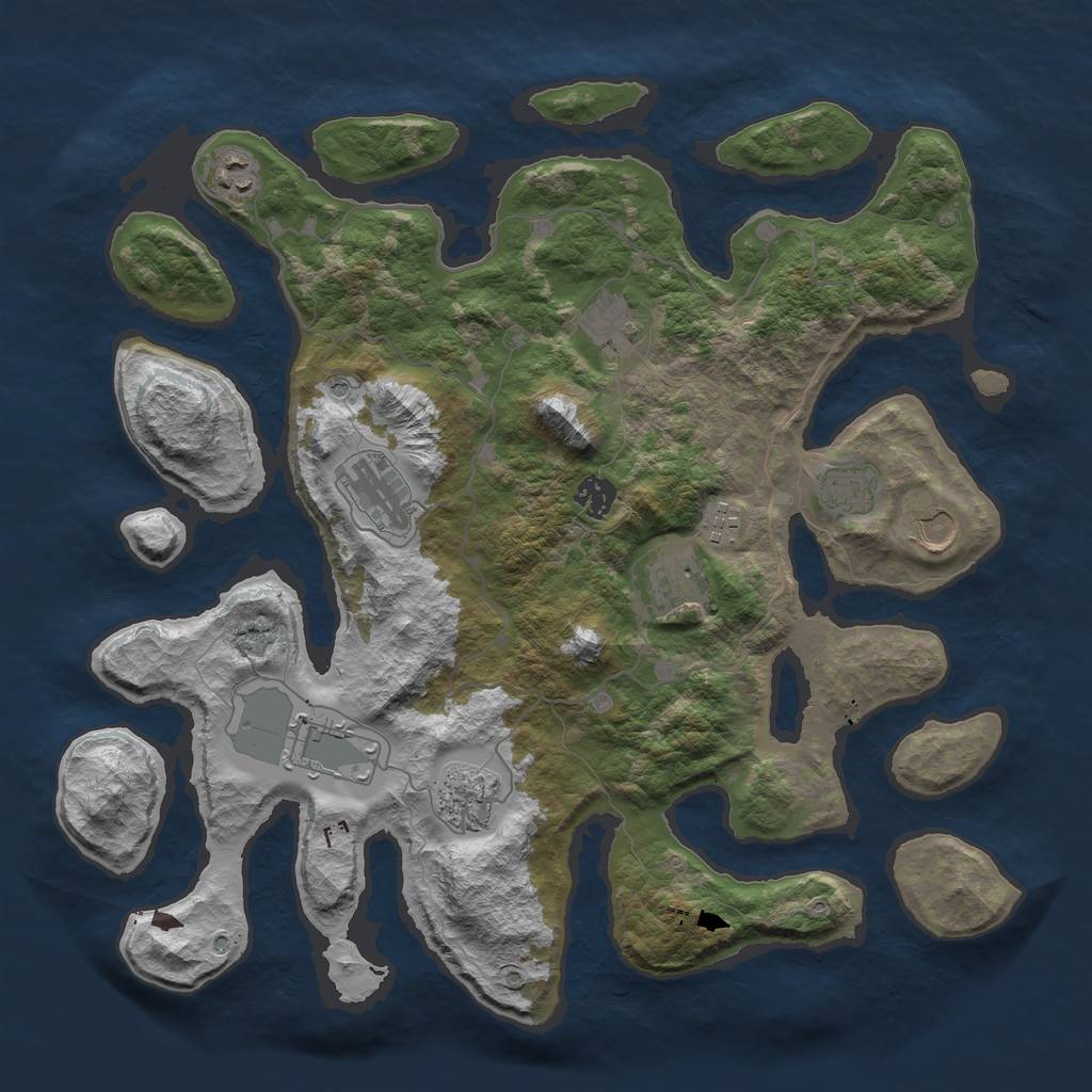 Rust Map: Barren, Size: 4000, Seed: 221221, 13 Monuments