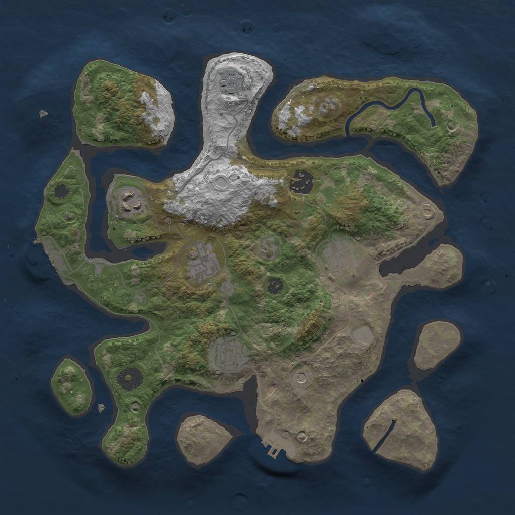 Rust Map: Procedural Map, Size: 3200, Seed: 123456789, 14 Monuments