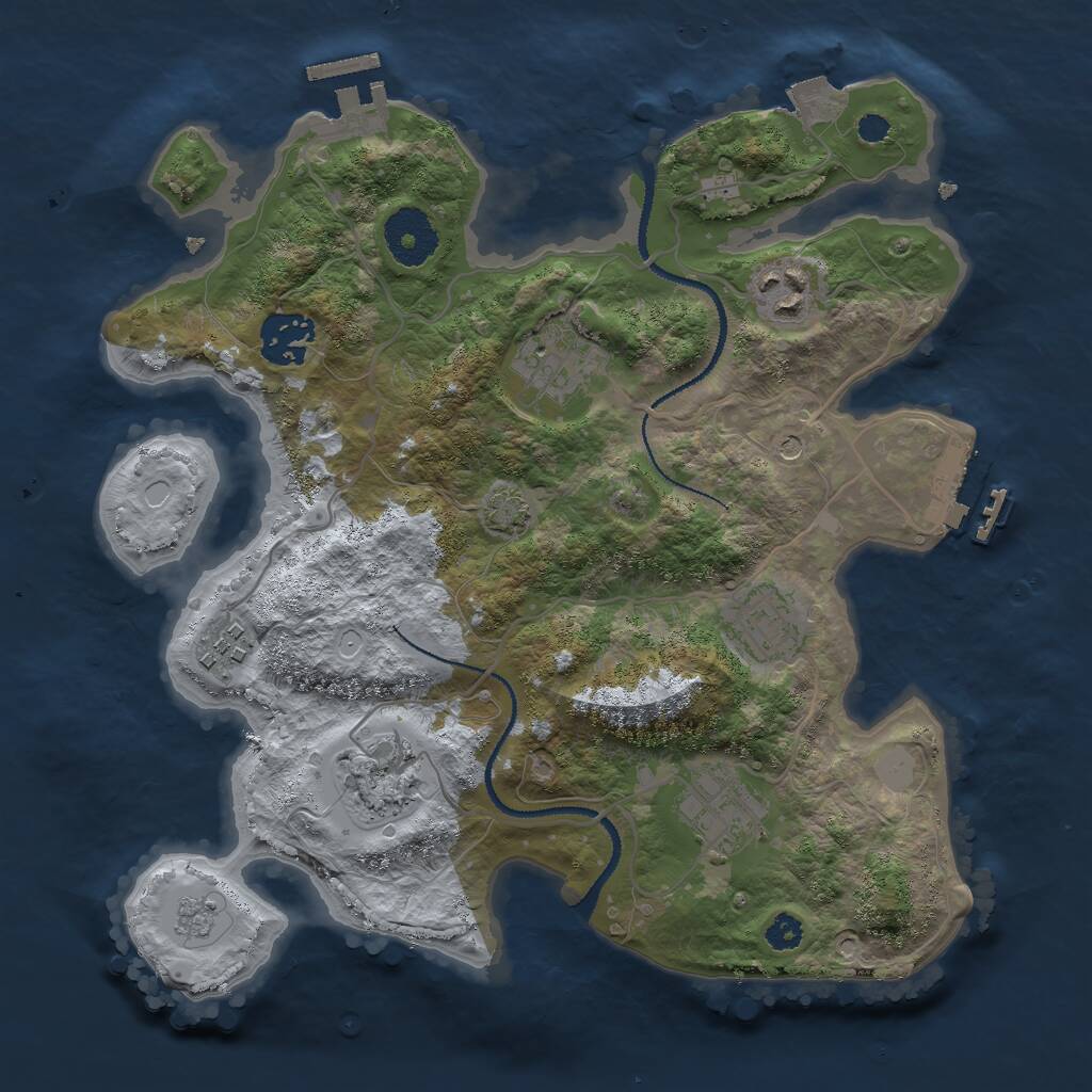 Rust Map: Procedural Map, Size: 3000, Seed: 2430591, 13 Monuments
