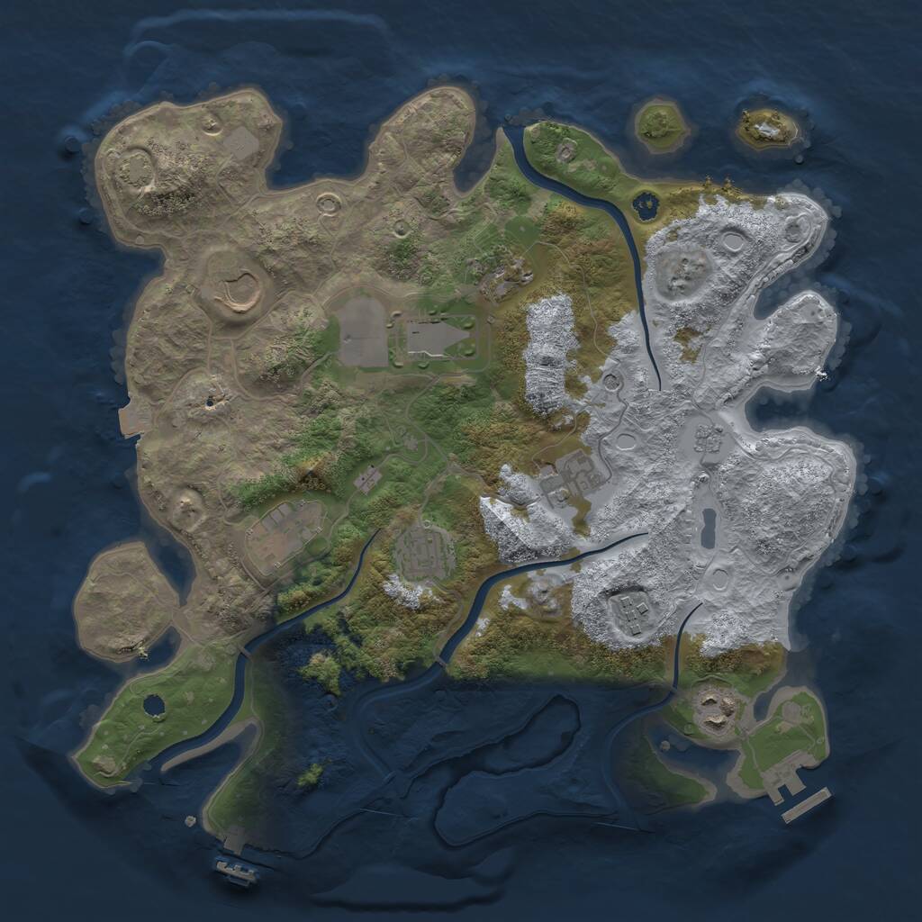 Rust Map: Procedural Map, Size: 3500, Seed: 1105256793, 14 Monuments