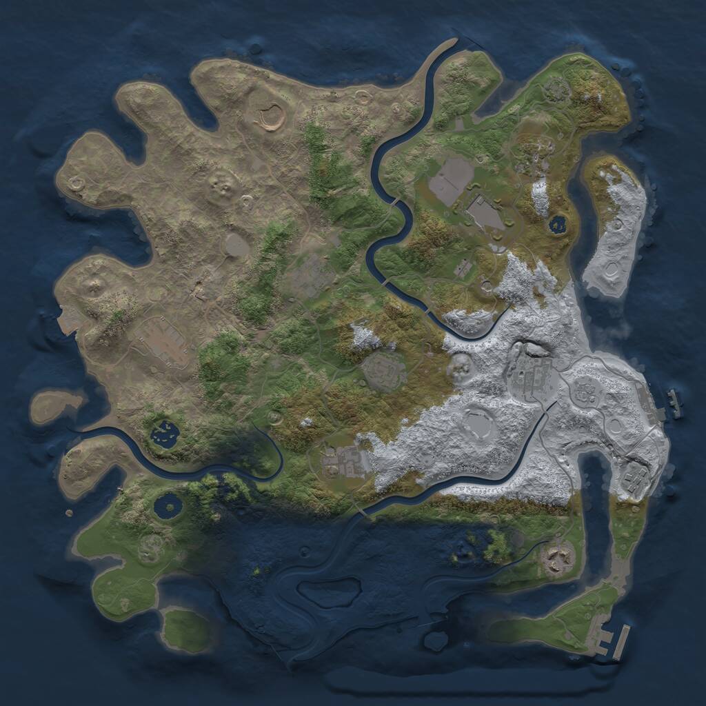 Rust Map: Procedural Map, Size: 3950, Seed: 715724868, 17 Monuments