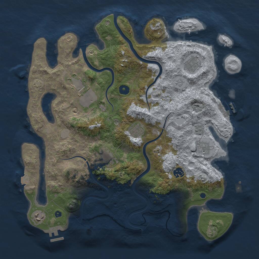 Rust Map: Procedural Map, Size: 3850, Seed: 375398835, 14 Monuments
