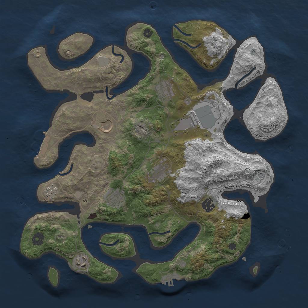 Rust Map: Procedural Map, Size: 3600, Seed: 262318153, 16 Monuments