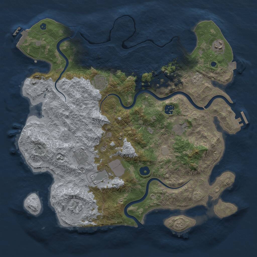 Rust Map: Procedural Map, Size: 3950, Seed: 1124934459, 15 Monuments