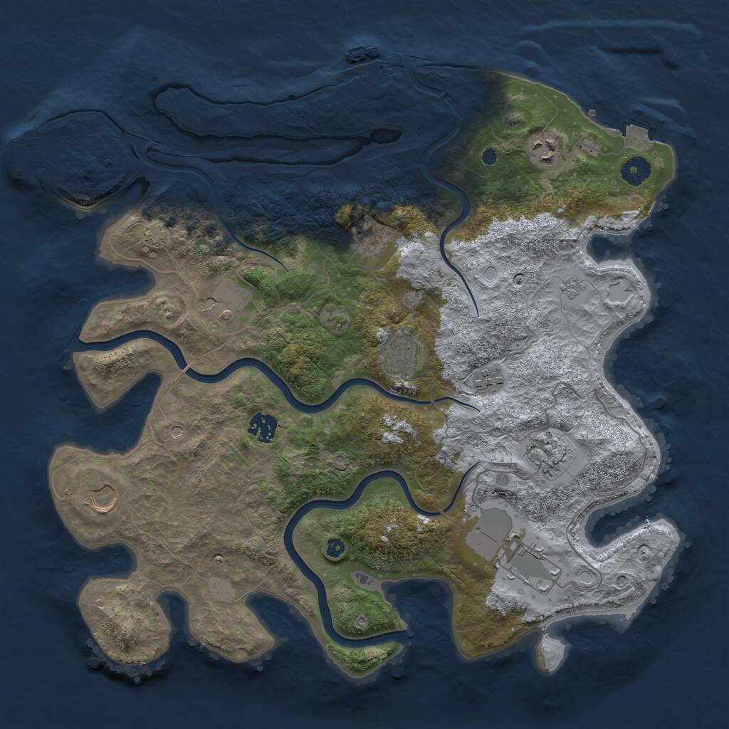 Rust Map: Procedural Map, Size: 3850, Seed: 245477322, 15 Monuments