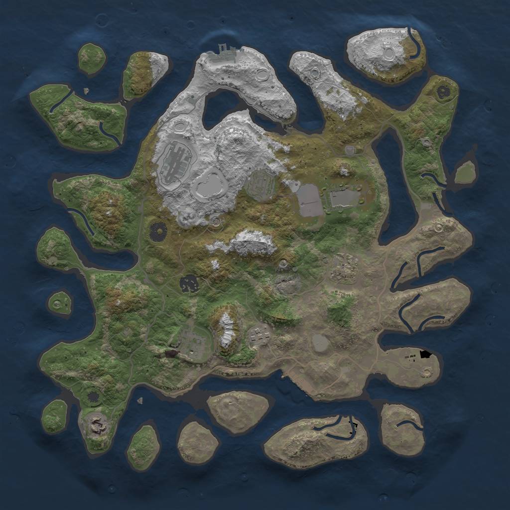Rust Map: Procedural Map, Size: 4000, Seed: 1223488, 16 Monuments