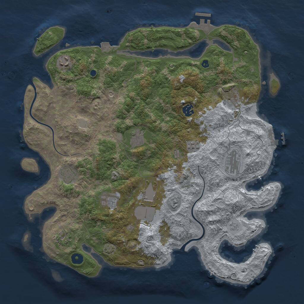 Rust Map: Procedural Map, Size: 3950, Seed: 96110317, 16 Monuments