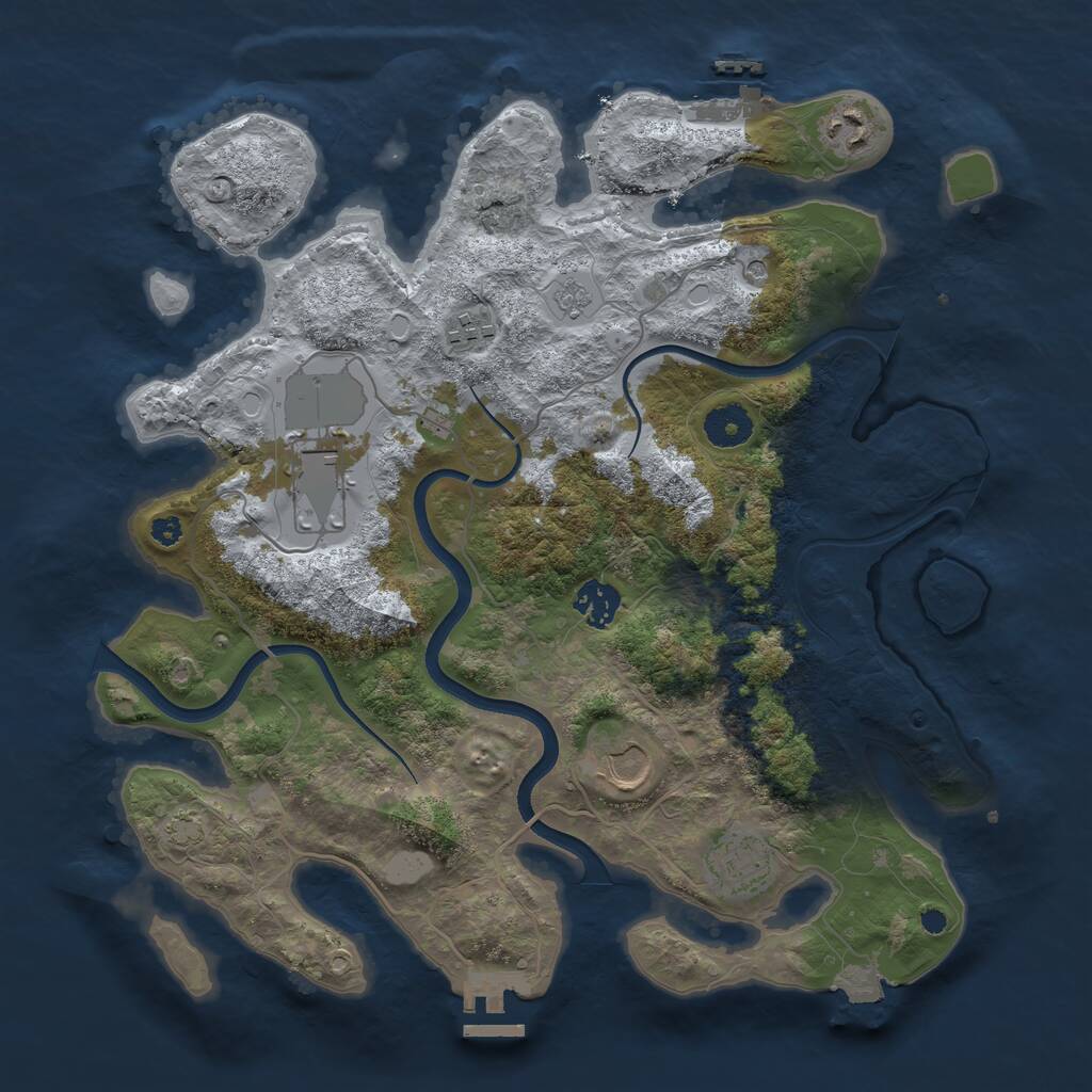 Rust Map: Procedural Map, Size: 3600, Seed: 991122289, 12 Monuments