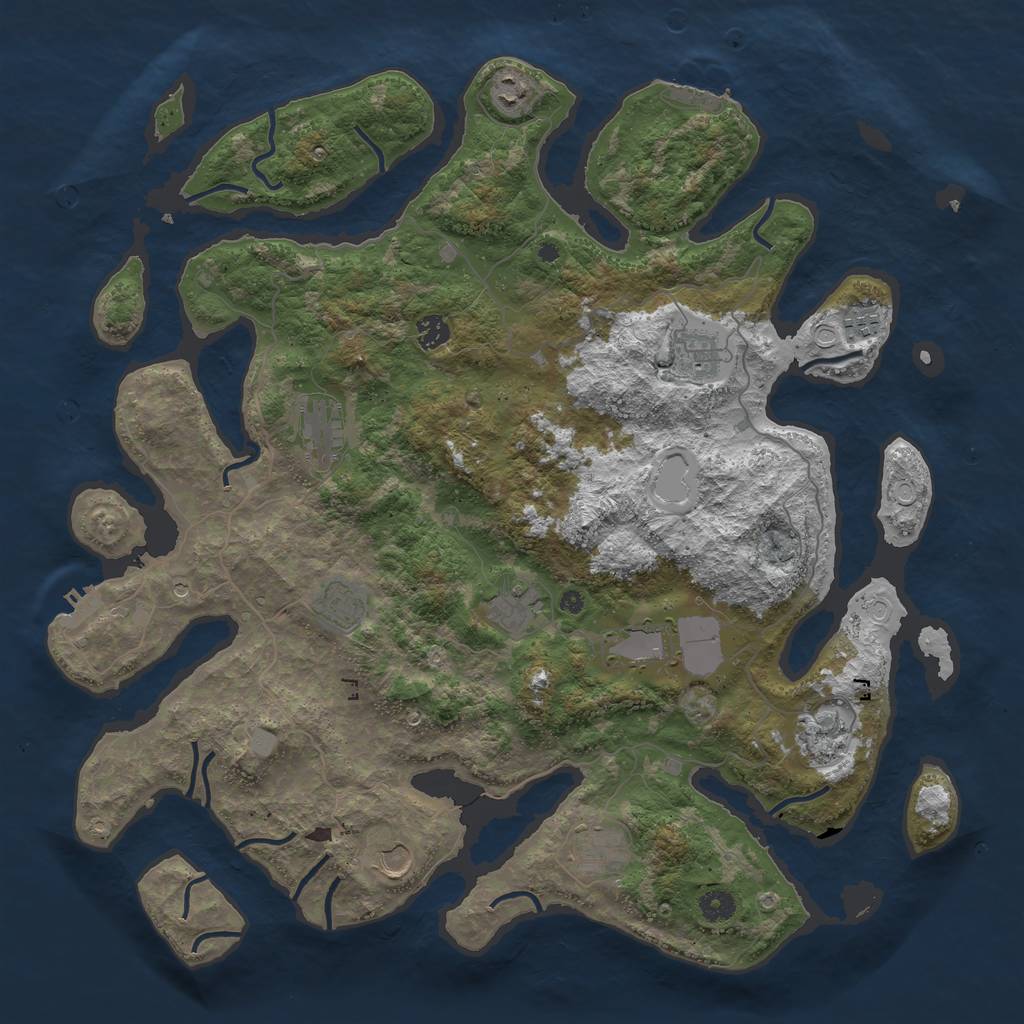 Rust Map: Procedural Map, Size: 4499, Seed: 1111, 19 Monuments