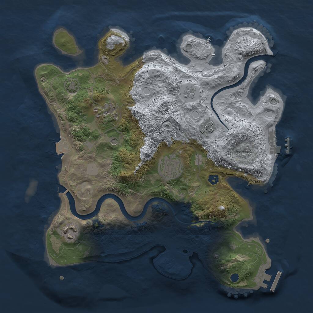 Rust Map: Procedural Map, Size: 3000, Seed: 2094640977, 10 Monuments