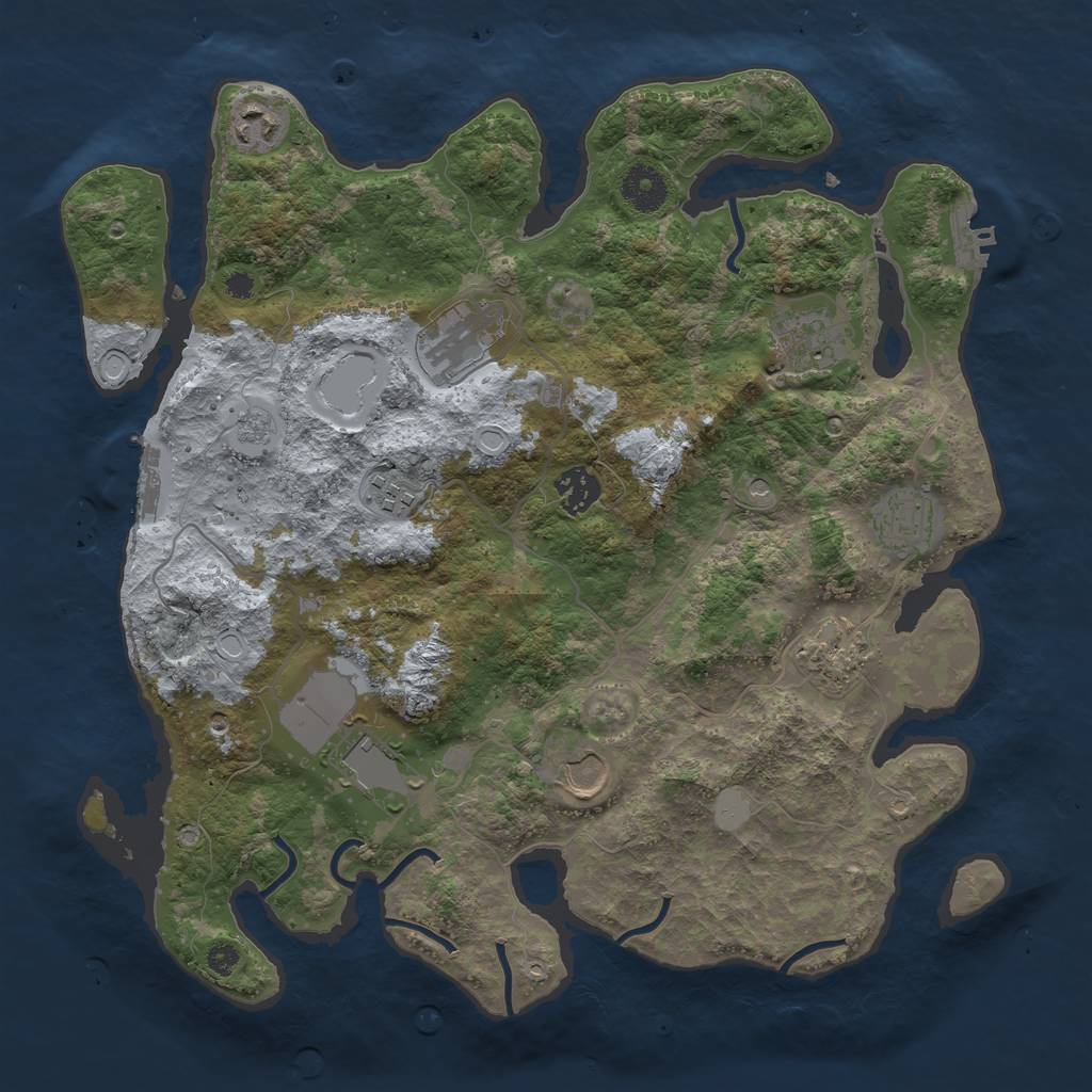 Rust Map: Procedural Map, Size: 3600, Seed: 1202019191, 16 Monuments