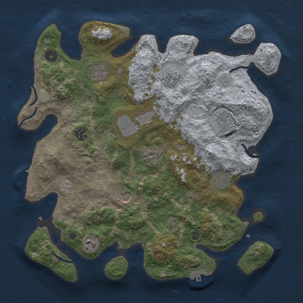 Rust Map: Procedural Map, Size: 3700, Seed: 54532, 16 Monuments