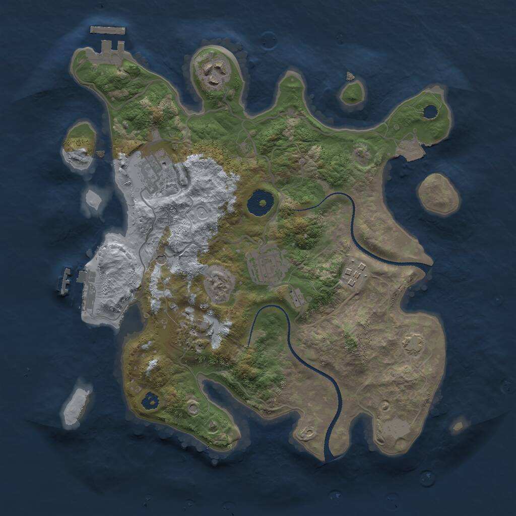 Rust Map: Procedural Map, Size: 3000, Seed: 449669, 10 Monuments