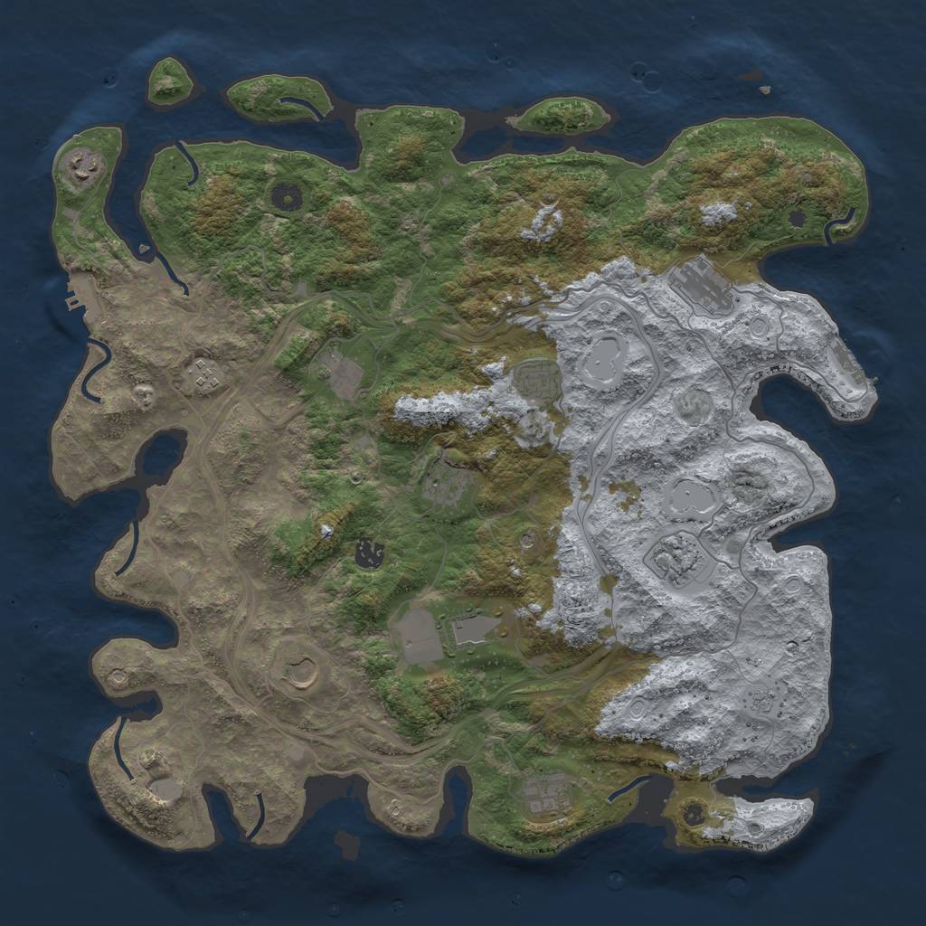 Rust Map: Procedural Map, Size: 4500, Seed: 1271989177, 18 Monuments