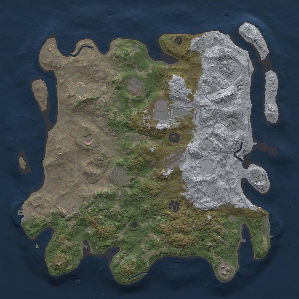 Rust Map: Procedural Map, Size: 4000, Seed: 352753, 17 Monuments