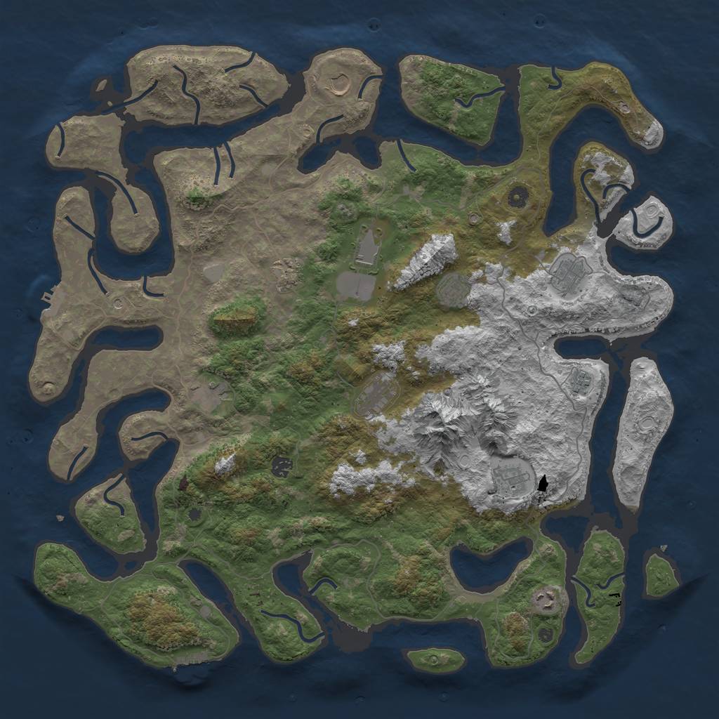 Rust Map: Procedural Map, Size: 5000, Seed: 50500, 19 Monuments