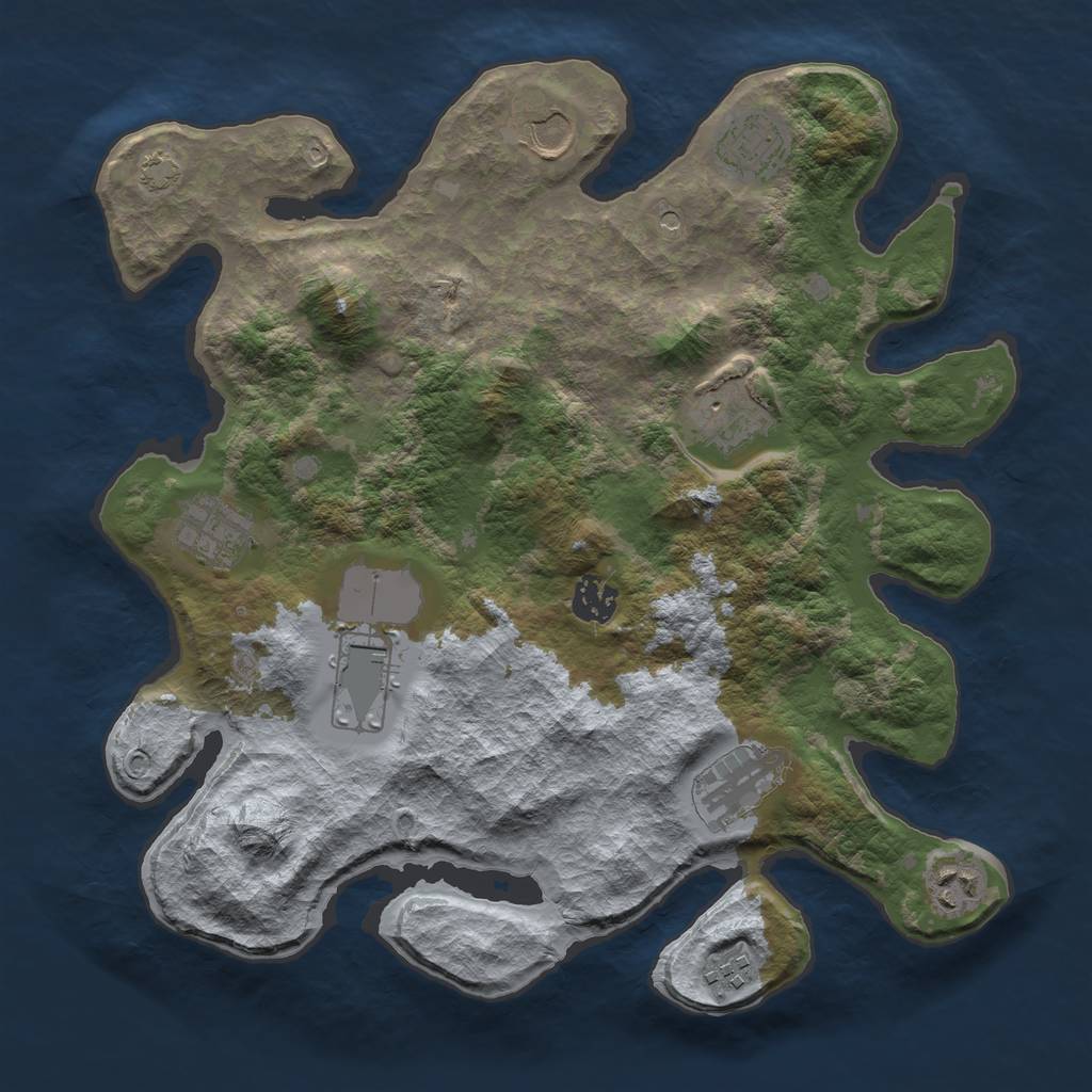 Rust Map: Barren, Size: 3500, Seed: 1480810, 13 Monuments