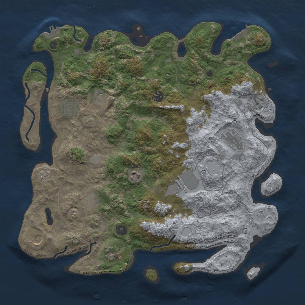 Rust Map: Procedural Map, Size: 4100, Seed: 1564150, 17 Monuments