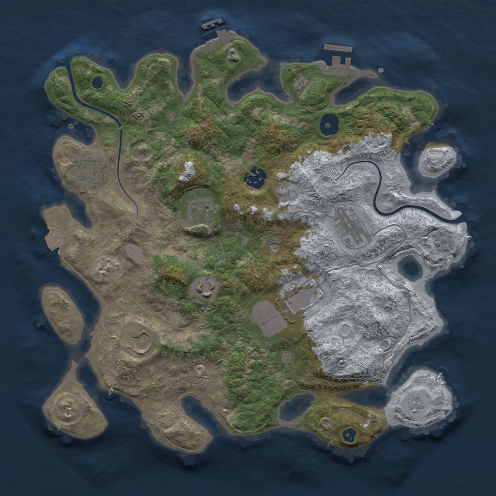 Rust Map: Procedural Map, Size: 3550, Seed: 544019, 14 Monuments