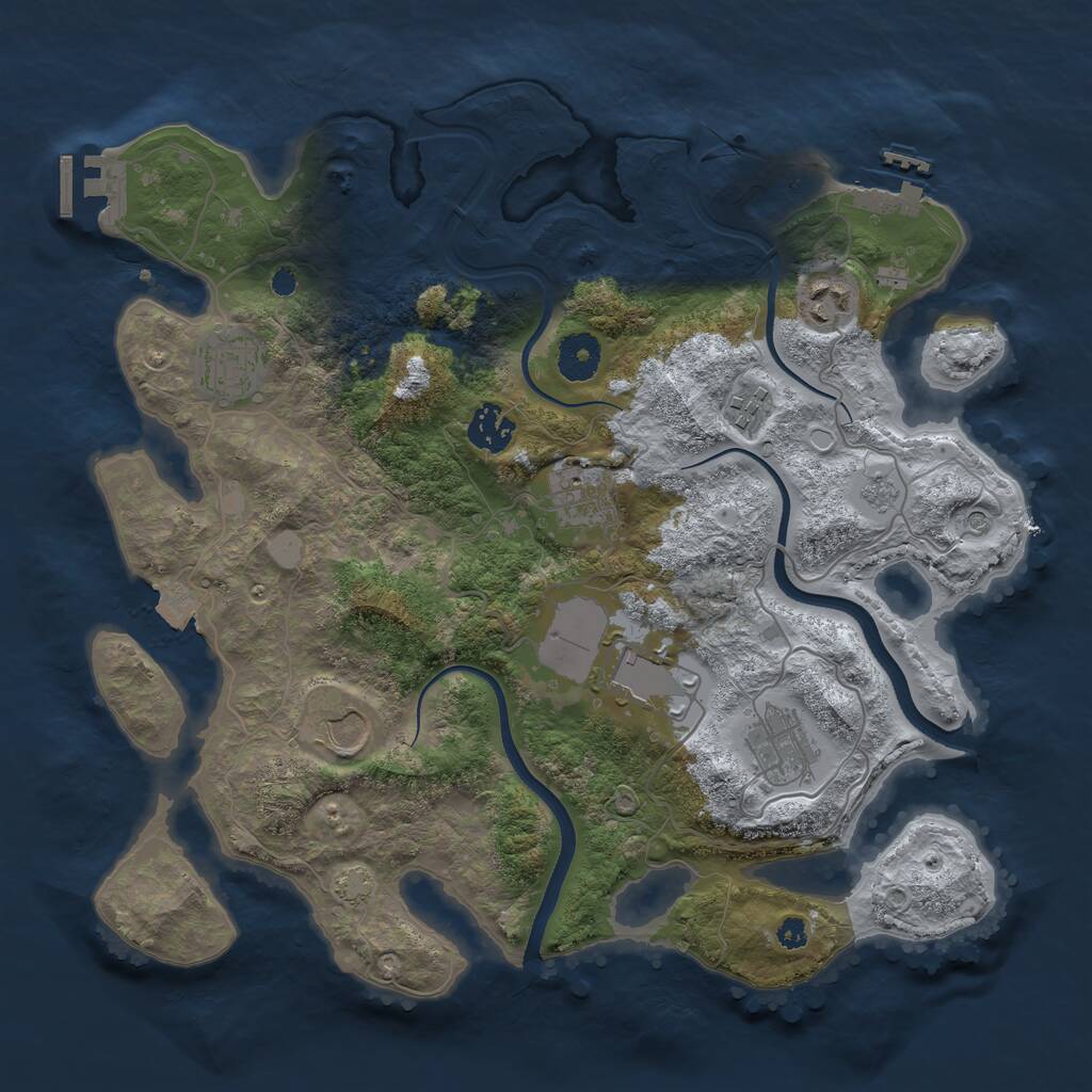 Rust Map: Procedural Map, Size: 3550, Seed: 544019, 14 Monuments