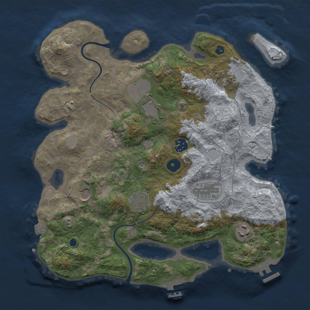 Rust Map: Procedural Map, Size: 3500, Seed: 465770354, 13 Monuments