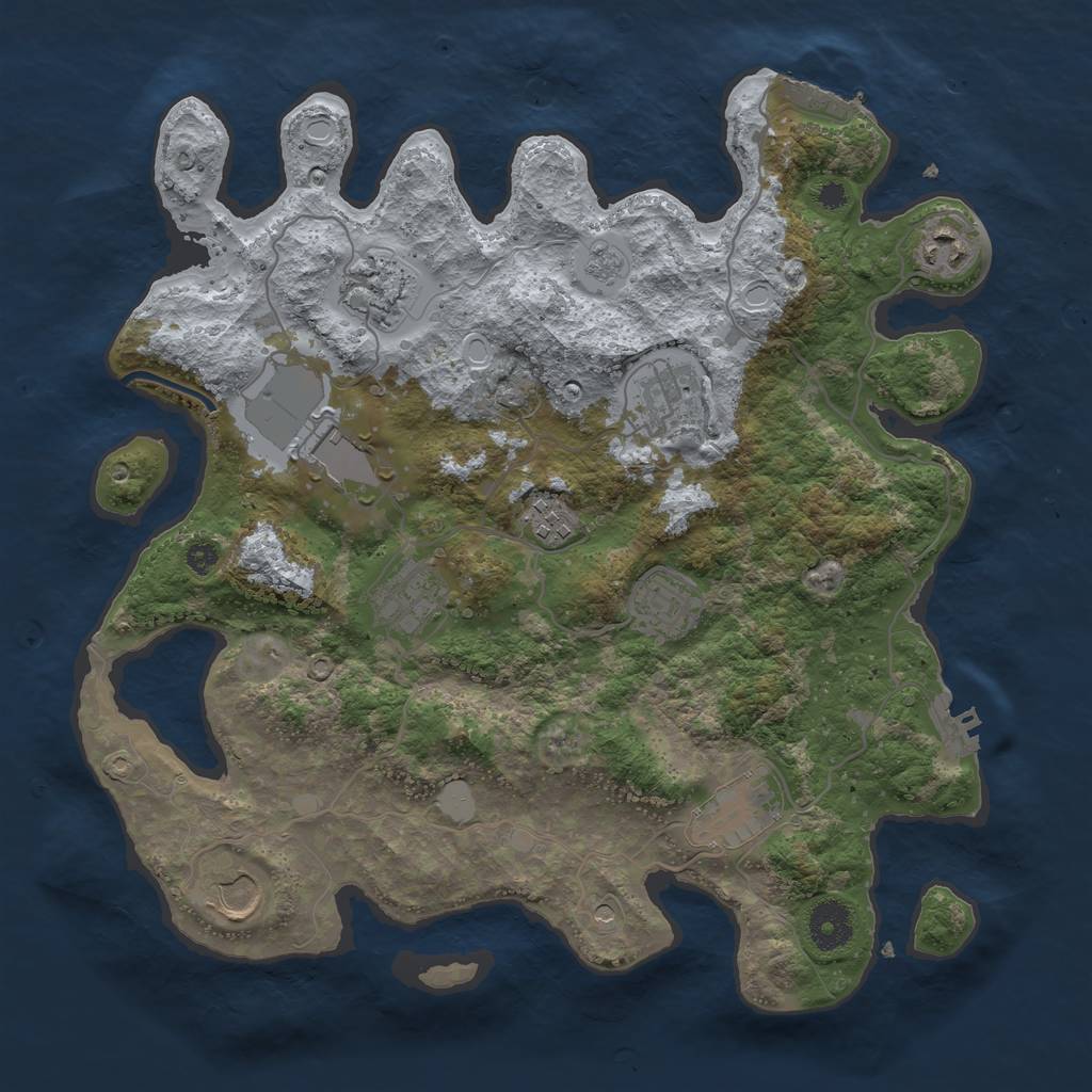 Rust Map: Procedural Map, Size: 3550, Seed: 831512, 16 Monuments