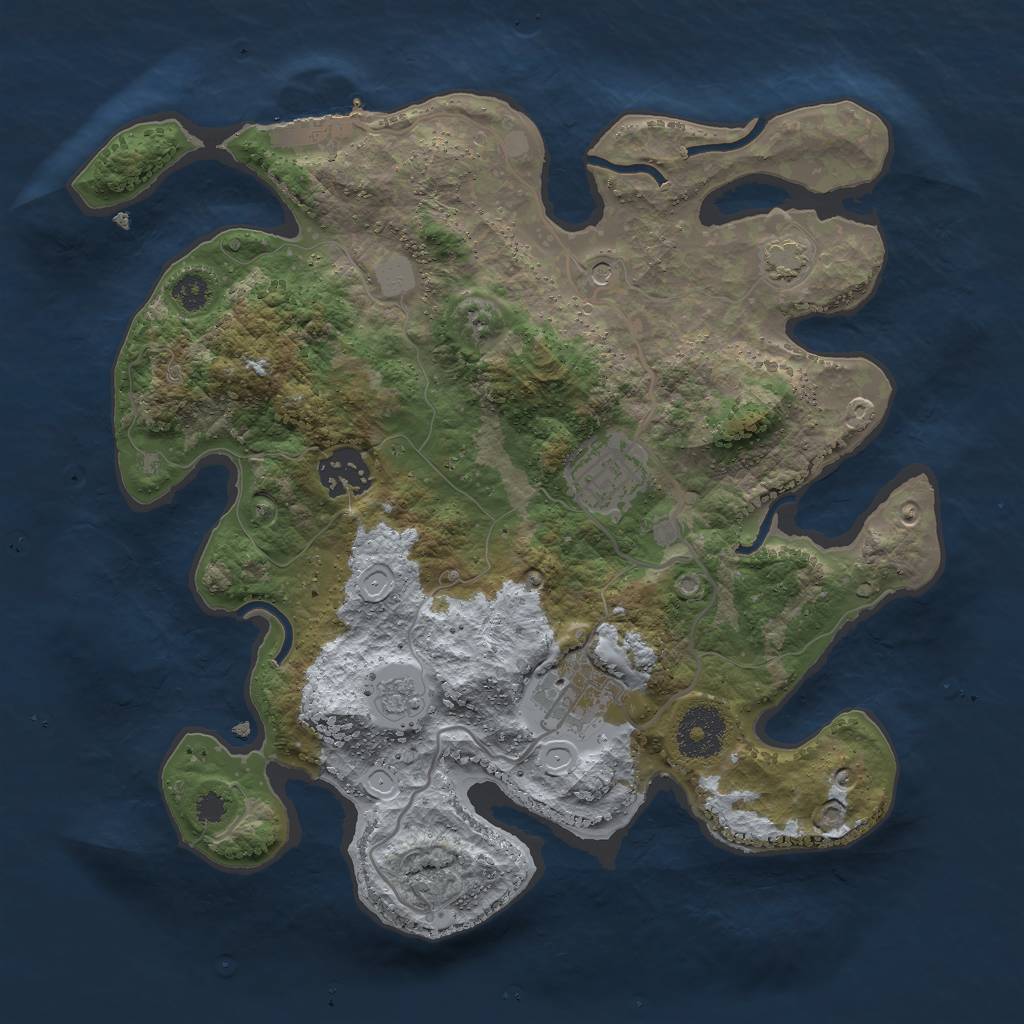 Rust Map: Procedural Map, Size: 3000, Seed: 386138, 10 Monuments