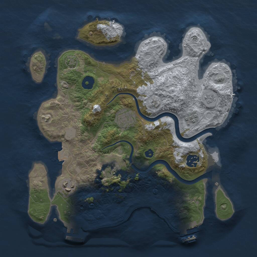 Rust Map: Procedural Map, Size: 3000, Seed: 777379, 10 Monuments