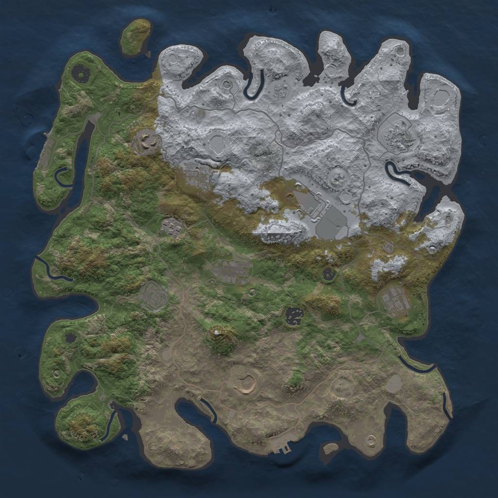 Rust Map: Procedural Map, Size: 4000, Seed: 163, 17 Monuments