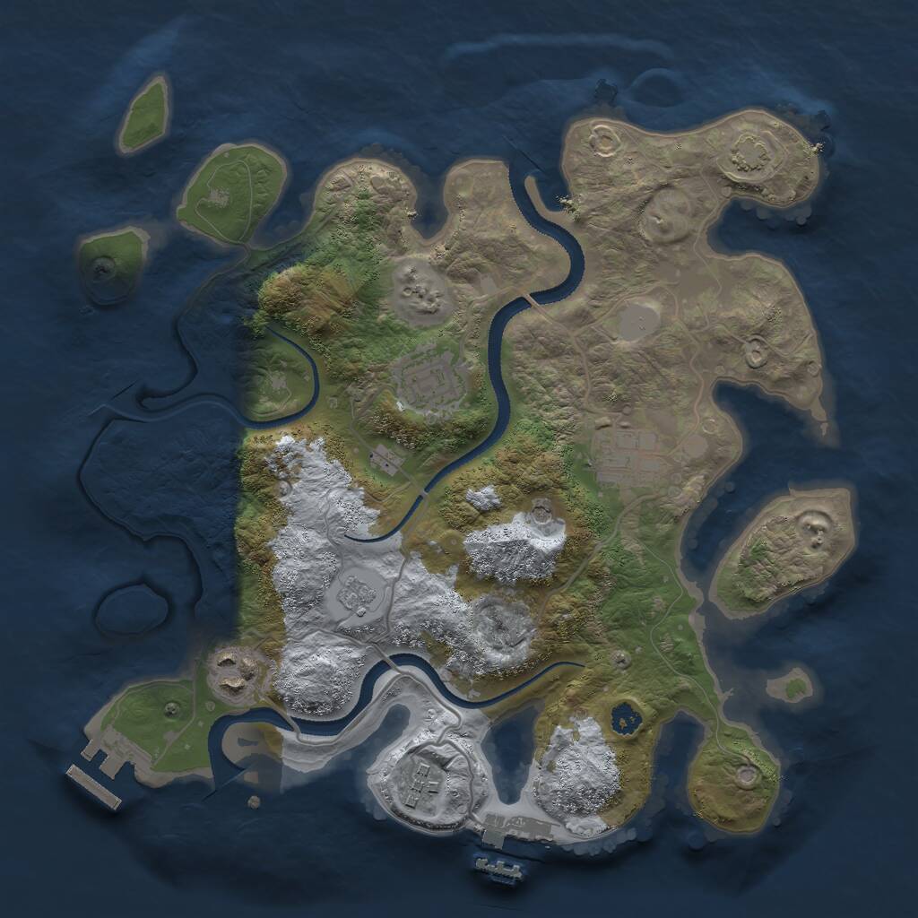 Rust Map: Procedural Map, Size: 3000, Seed: 401973, 10 Monuments