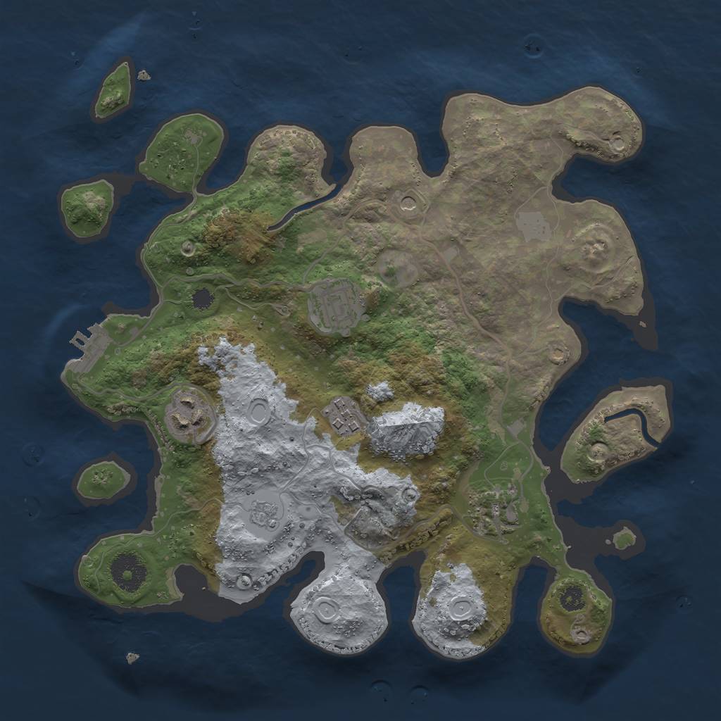 Rust Map: Procedural Map, Size: 3000, Seed: 401973, 10 Monuments