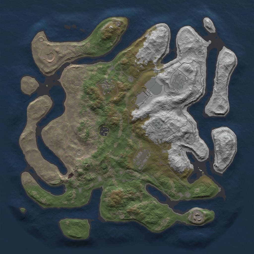 Rust Map: Barren, Size: 4000, Seed: 14146375, 11 Monuments