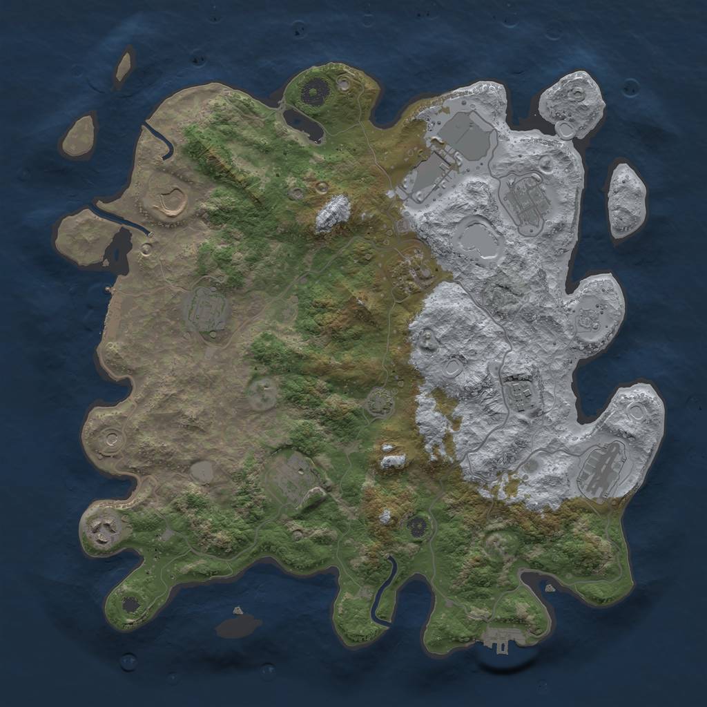Rust Map: Procedural Map, Size: 3750, Seed: 282566, 17 Monuments