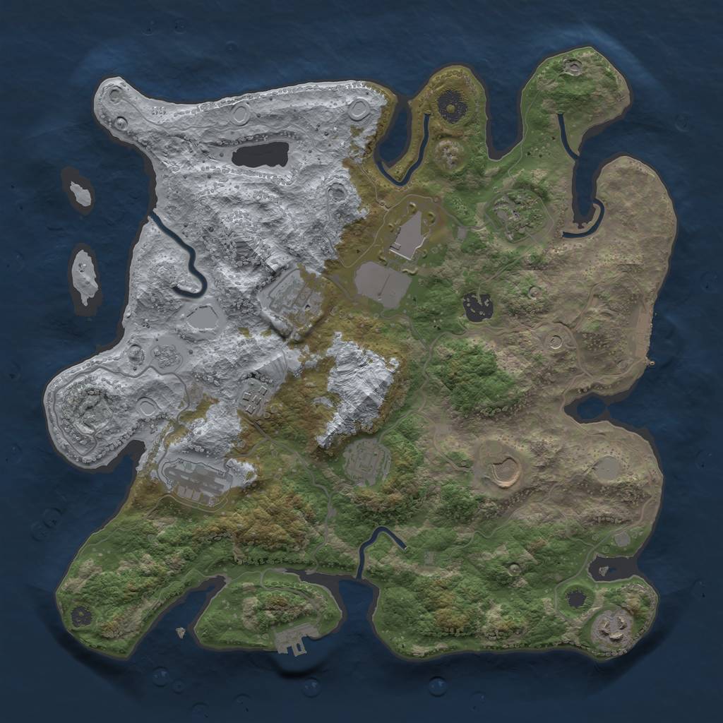 Rust Map: Procedural Map, Size: 3550, Seed: 594692, 16 Monuments