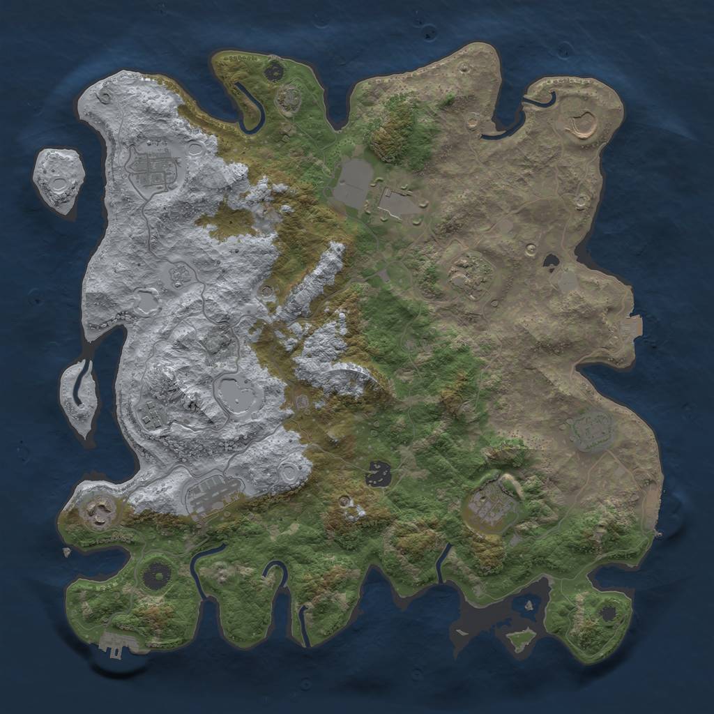 Rust Map: Procedural Map, Size: 3950, Seed: 15909008, 18 Monuments