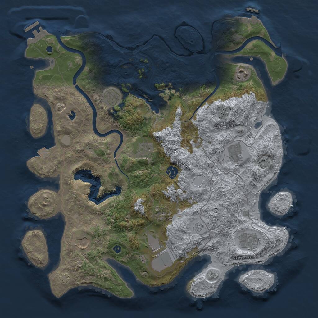 Rust Map: Procedural Map, Size: 4000, Seed: 42318, 16 Monuments