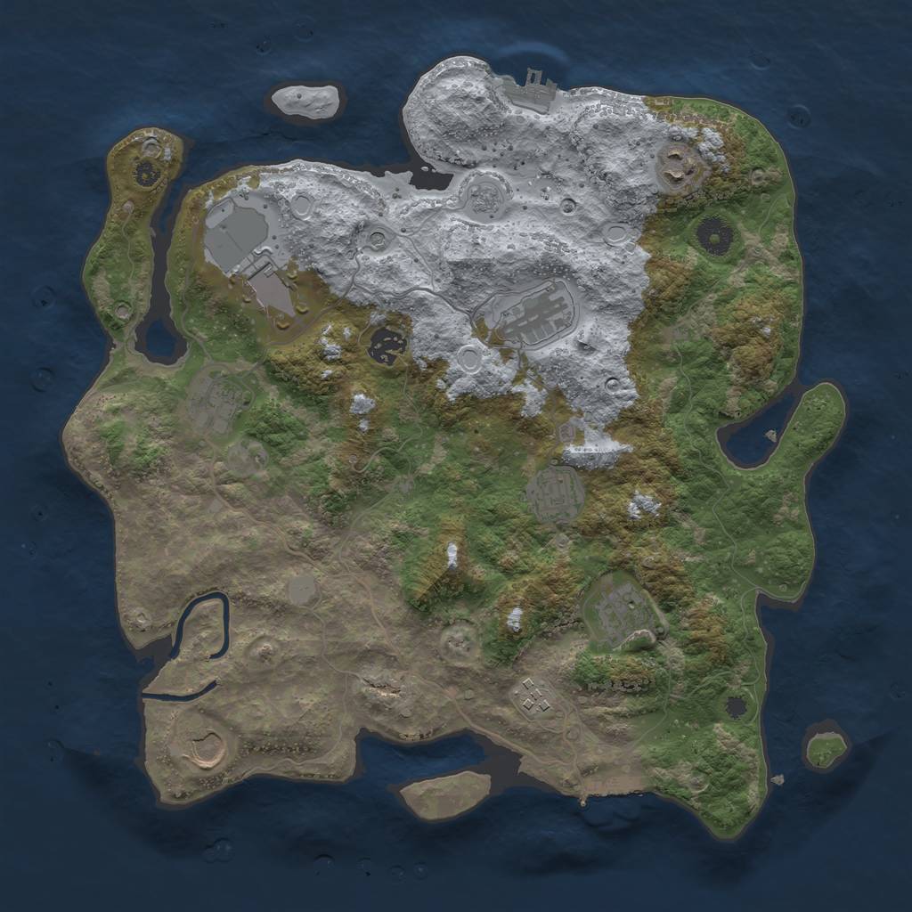 Rust Map: Procedural Map, Size: 3750, Seed: 314613025, 16 Monuments