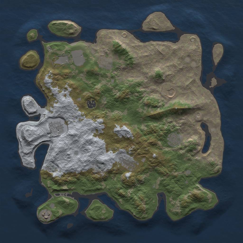 Rust Map: Barren, Size: 4000, Seed: 110, 12 Monuments