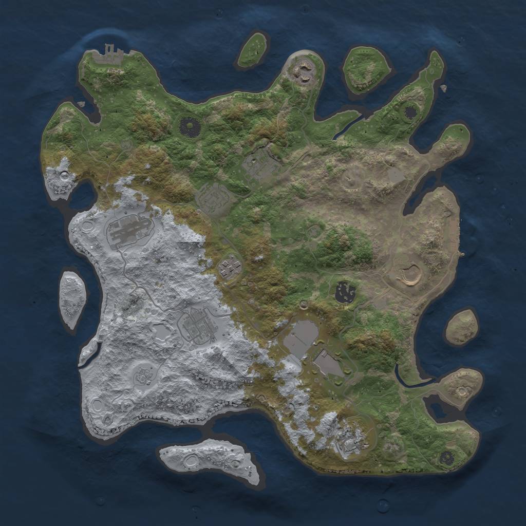 Rust Map: Procedural Map, Size: 3700, Seed: 1823259532, 18 Monuments