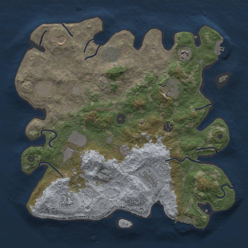 Rust Map: Procedural Map, Size: 3700, Seed: 1389176758, 17 Monuments