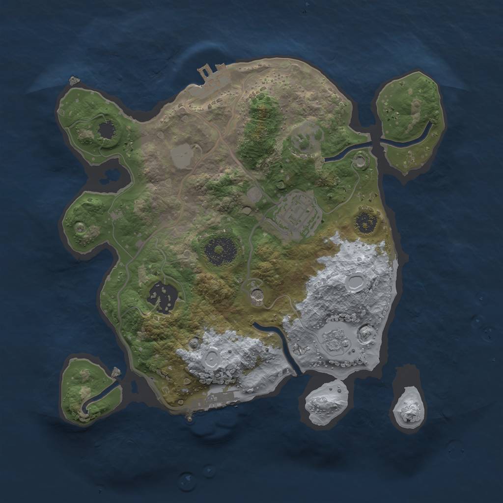 Rust Map: Procedural Map, Size: 2500, Seed: 1689367011, 9 Monuments